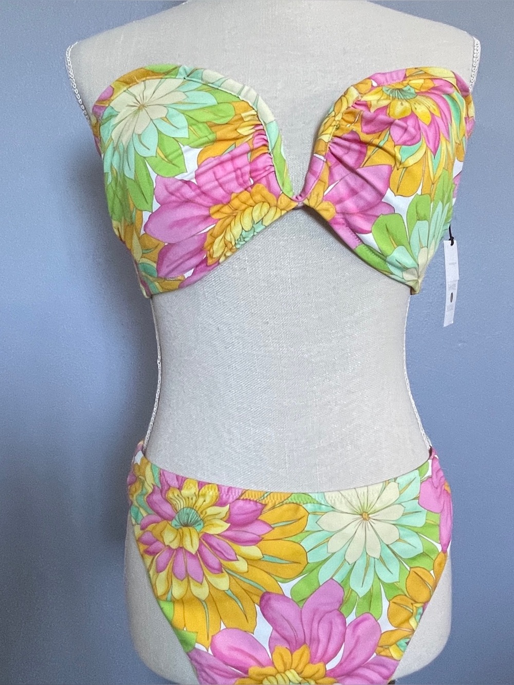 NWT Shade & Shore Floral Bandeau Bikini size 38D/L